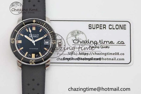 Fifty Fathoms Barakuda 5008B 40mm SS GSF 1:1 Best Edition Black Dial on Black Rubber Strap A Upgraded 5266
