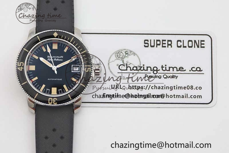 Fifty Fathoms Barakuda 5008B 40mm SS GSF 1:1 Best Edition Black Dial on Black Rubber Strap A Upgraded 5266