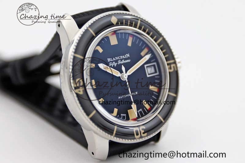 Fifty Fathoms Barakuda 5008B 40mm SS GSF 1:1 Best Edition Black Dial on Black Rubber Strap A Upgraded 5266