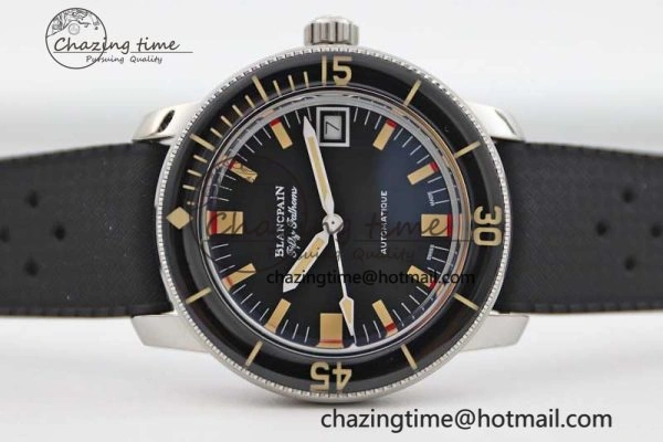 Fifty Fathoms Barakuda 5008B 40mm SS GSF 1:1 Best Edition Black Dial on Black Rubber Strap A Upgraded 5266