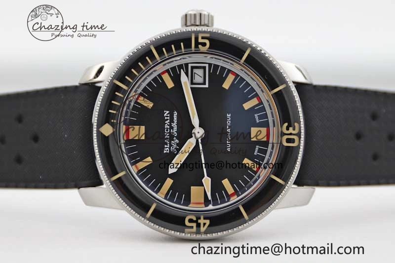 Fifty Fathoms Barakuda 5008B 40mm SS GSF 1:1 Best Edition Black Dial on Black Rubber Strap A Upgraded 5266