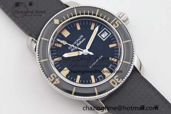 Fifty Fathoms Barakuda 5008B 40mm SS GSF 1:1 Best Edition Black Dial on Black Rubber Strap A Upgraded 5266