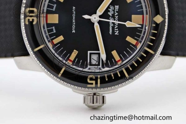 Fifty Fathoms Barakuda 5008B 40mm SS GSF 1:1 Best Edition Black Dial on Black Rubber Strap A Upgraded 5266