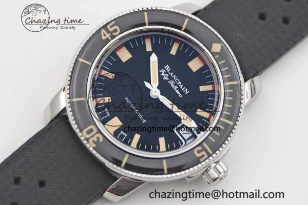 Fifty Fathoms Barakuda 5008B 40mm SS GSF 1:1 Best Edition Black Dial on Black Rubber Strap A Upgraded 5266