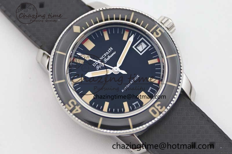 Fifty Fathoms Barakuda 5008B 40mm SS GSF 1:1 Best Edition Black Dial on Black Rubber Strap A Upgraded 5266
