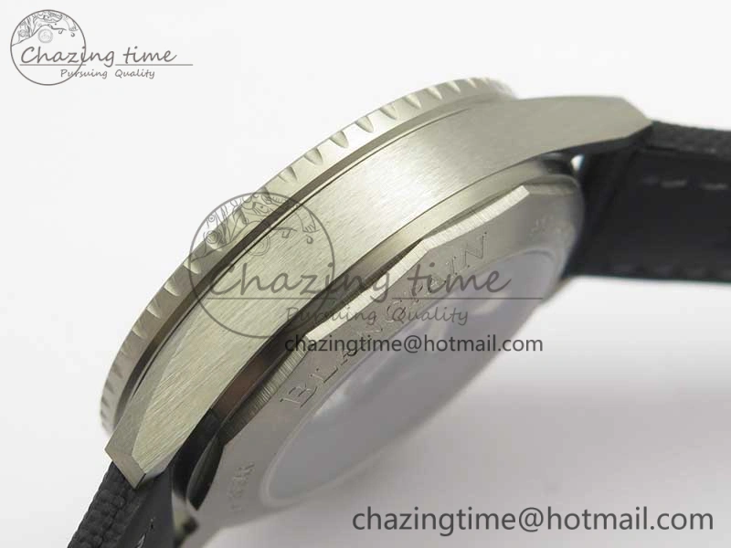 Fifty Fathoms Bathyscaphe 43mm SS GF 1:1 Best Edition Black Dial on Sail-canvas Strap A HighPerformance 5286