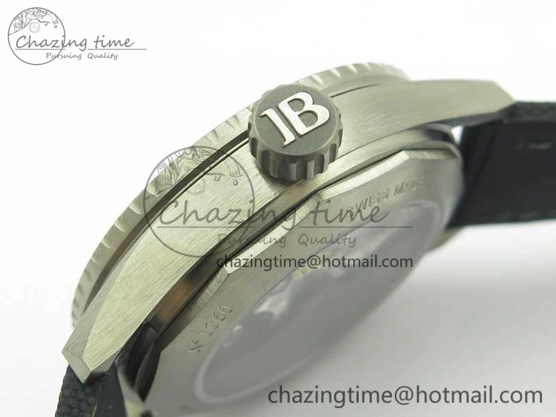 Fifty Fathoms Bathyscaphe 43mm SS GF 1:1 Best Edition Black Dial on Sail-canvas Strap A HighPerformance 5286