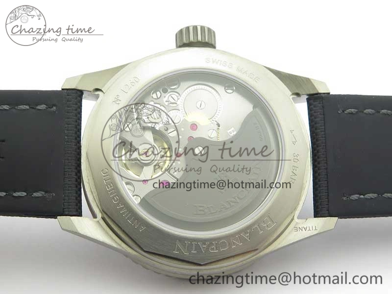 Fifty Fathoms Bathyscaphe 43mm SS GF 1:1 Best Edition Black Dial on Sail-canvas Strap A HighPerformance 5286
