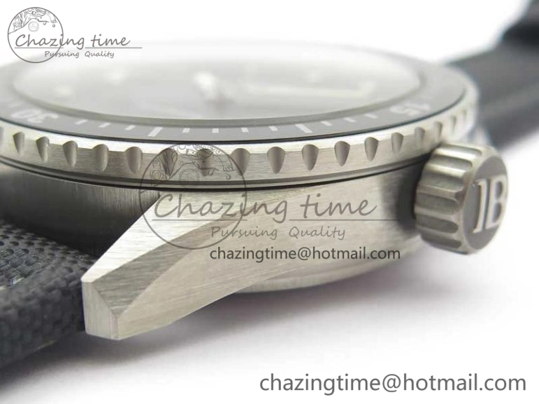 Fifty Fathoms Bathyscaphe 43mm SS GF 1:1 Best Edition Black Dial on Sail-canvas Strap A HighPerformance 5286