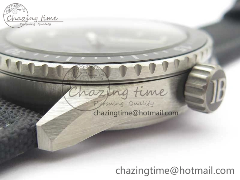 Fifty Fathoms Bathyscaphe 43mm SS GF 1:1 Best Edition Black Dial on Sail-canvas Strap A HighPerformance 5286