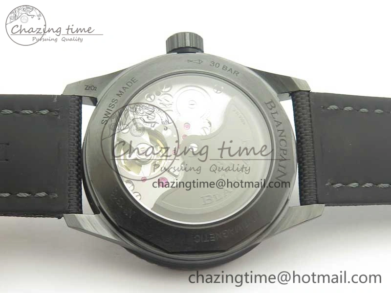 HighQuality Fifty Fathoms Bathyscaphe Black Ceramic GF 1:1 Best Edition Black Dial on Black Sail-Canvas Strap A1315 (Free Rubber Strap) 5287