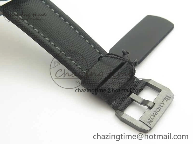 HighQuality Fifty Fathoms Bathyscaphe Black Ceramic GF 1:1 Best Edition Black Dial on Black Sail-Canvas Strap A1315 (Free Rubber Strap) 5287