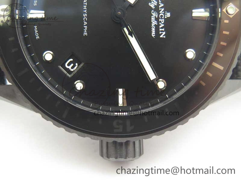 HighQuality Fifty Fathoms Bathyscaphe Black Ceramic GF 1:1 Best Edition Black Dial on Black Sail-Canvas Strap A1315 (Free Rubber Strap) 5287