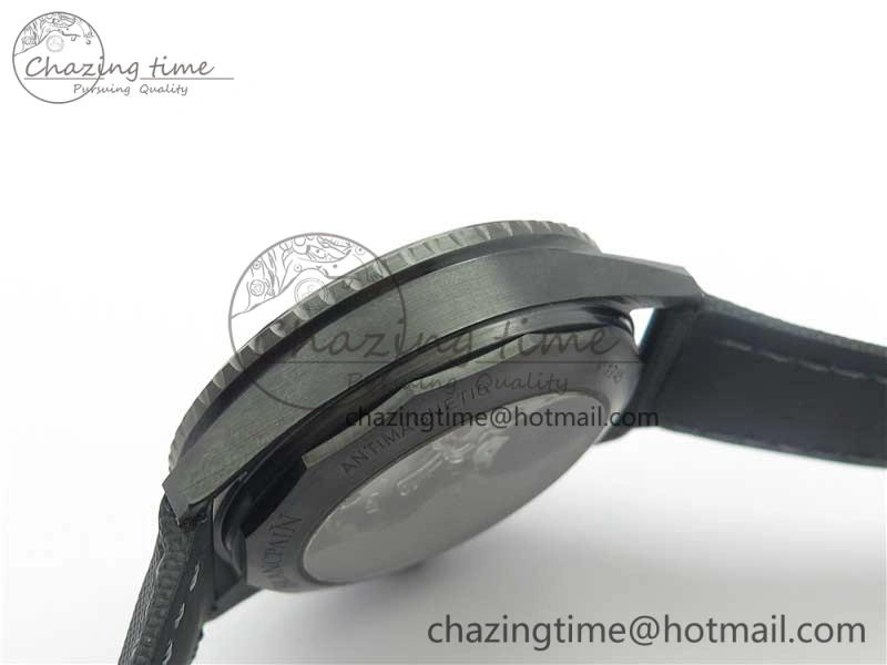 WellDesigned Fifty Fathoms Bathyscaphe Black Ceramic ZF 1:1 Best Edition Black Dial on Black Sail-Canvas Strap A 5274