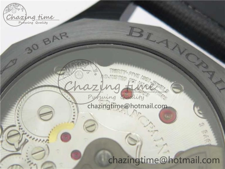 WellDesigned Fifty Fathoms Bathyscaphe Black Ceramic ZF 1:1 Best Edition Black Dial on Black Sail-Canvas Strap A 5274