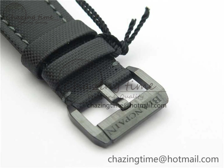 WellDesigned Fifty Fathoms Bathyscaphe Black Ceramic ZF 1:1 Best Edition Black Dial on Black Sail-Canvas Strap A 5274