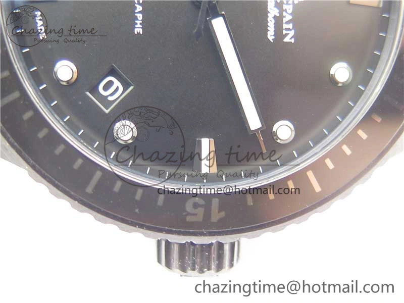 WellDesigned Fifty Fathoms Bathyscaphe Black Ceramic ZF 1:1 Best Edition Black Dial on Black Sail-Canvas Strap A 5274