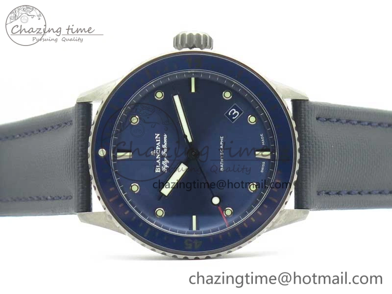 Breathable Fifty Fathoms Bathyscaphe Ceramic ZF 1:1 Best Edition Blue Dial on Blue Sail-Canvas Strap A 5290