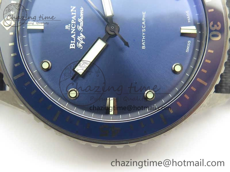Breathable Fifty Fathoms Bathyscaphe Ceramic ZF 1:1 Best Edition Blue Dial on Blue Sail-Canvas Strap A 5290
