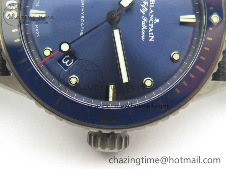Breathable Fifty Fathoms Bathyscaphe Ceramic ZF 1:1 Best Edition Blue Dial on Blue Sail-Canvas Strap A 5290