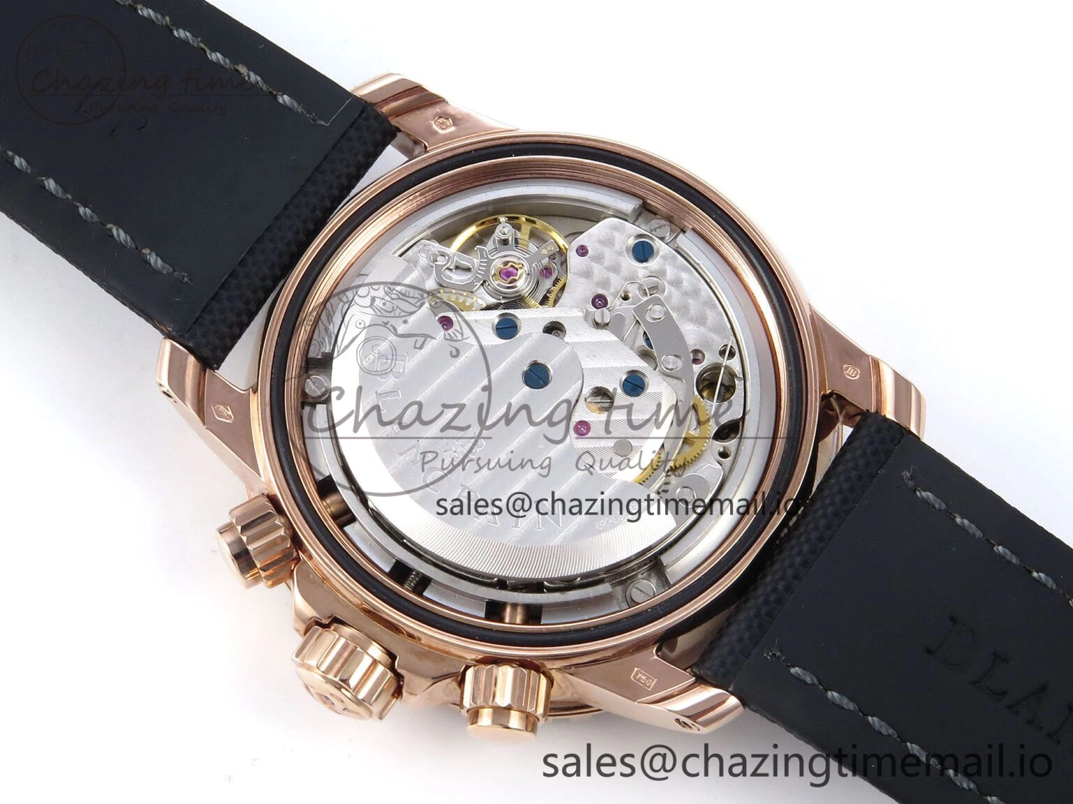 AllSeason Fifty Fathoms Chrono RG OMF 1:1 Best Edition Black Dial on Black Sail-canvas Strap A 5258
