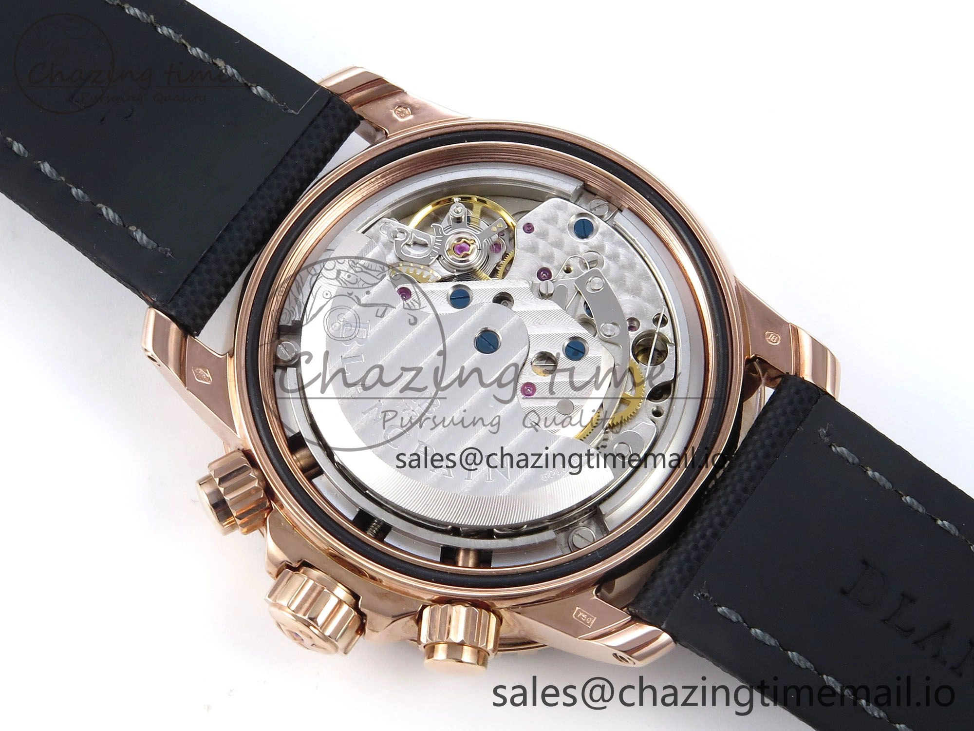 AllSeason Fifty Fathoms Chrono RG OMF 1:1 Best Edition Black Dial on Black Sail-canvas Strap A 5258