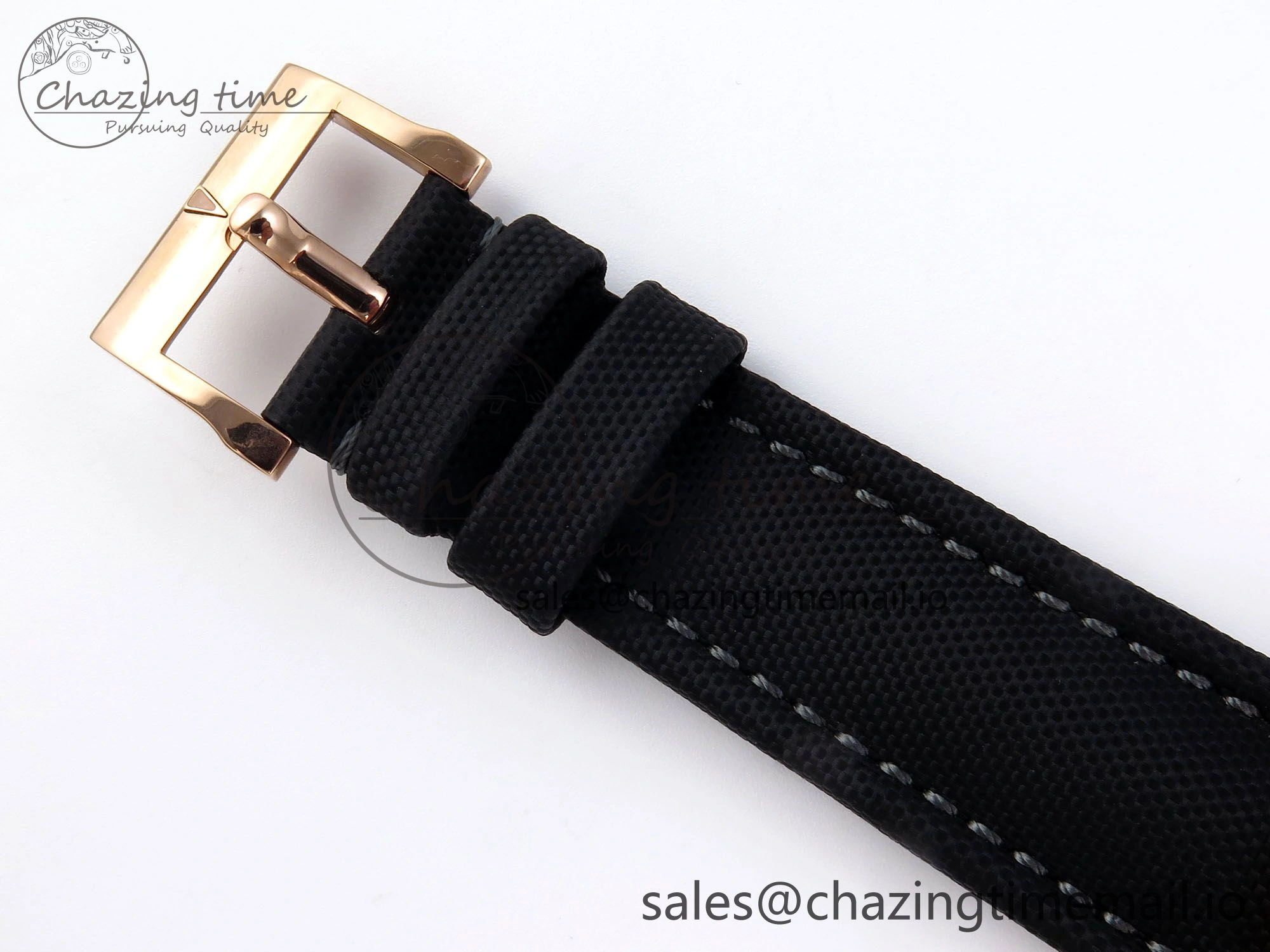 AllSeason Fifty Fathoms Chrono RG OMF 1:1 Best Edition Black Dial on Black Sail-canvas Strap A 5258