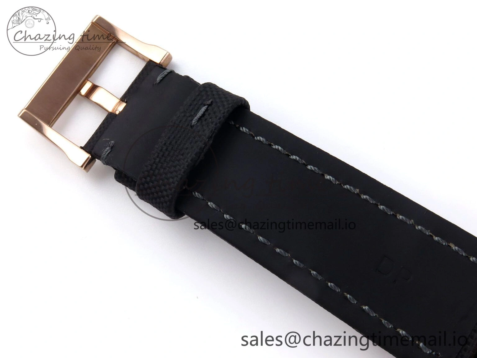 AllSeason Fifty Fathoms Chrono RG OMF 1:1 Best Edition Black Dial on Black Sail-canvas Strap A 5258