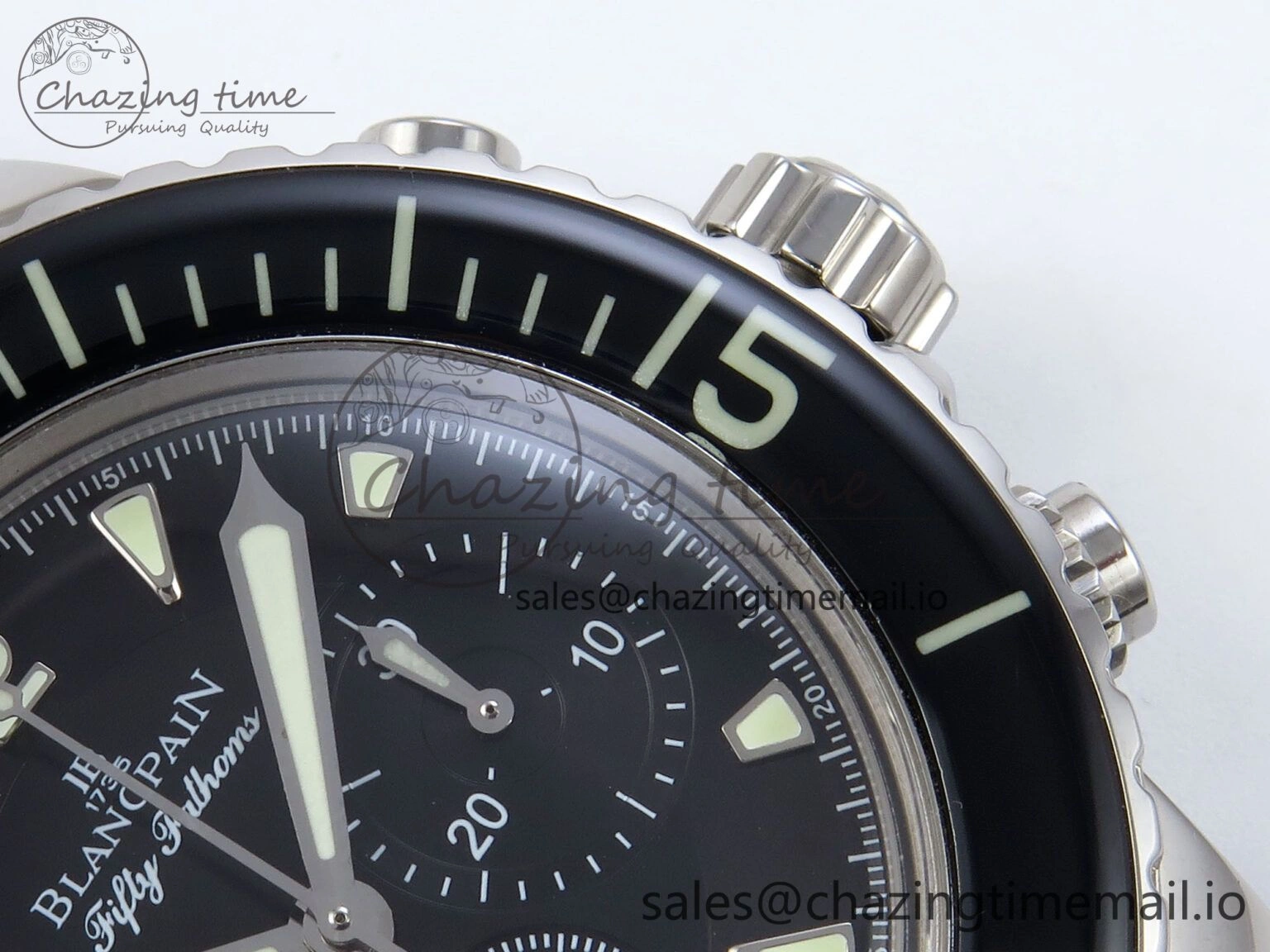 Fifty Fathoms Chrono SS OMF 1:1 Best Edition Black Dial on Black Sail-canvas Strap A Sustainable 5259