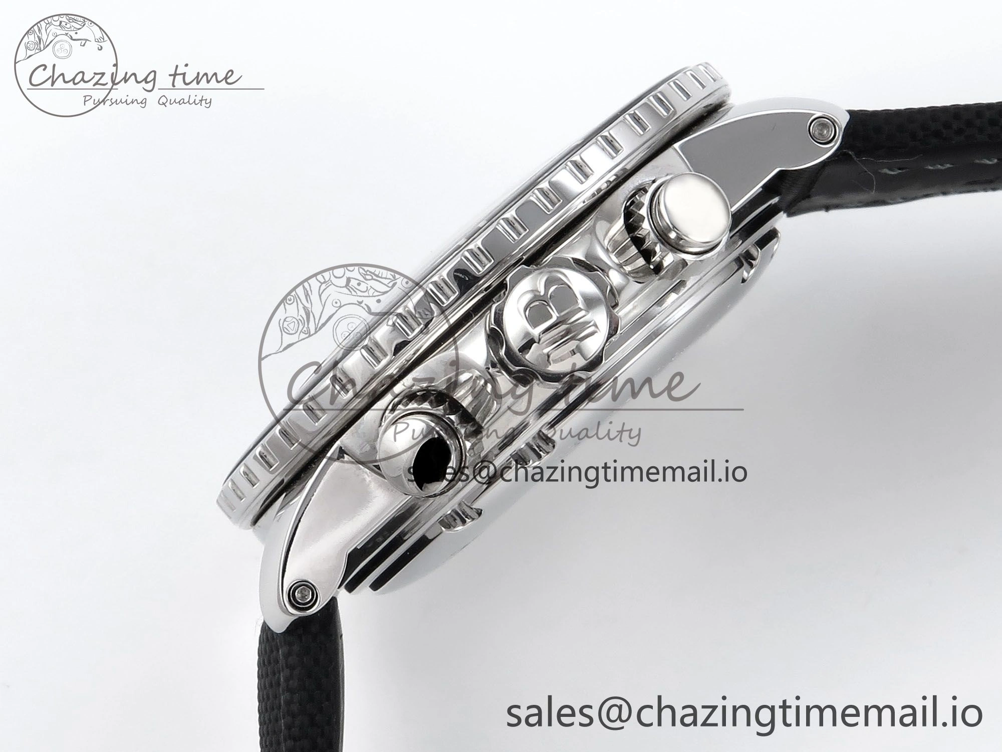 Fifty Fathoms Chrono SS OMF 1:1 Best Edition Black Dial on Black Sail-canvas Strap A Sustainable 5259
