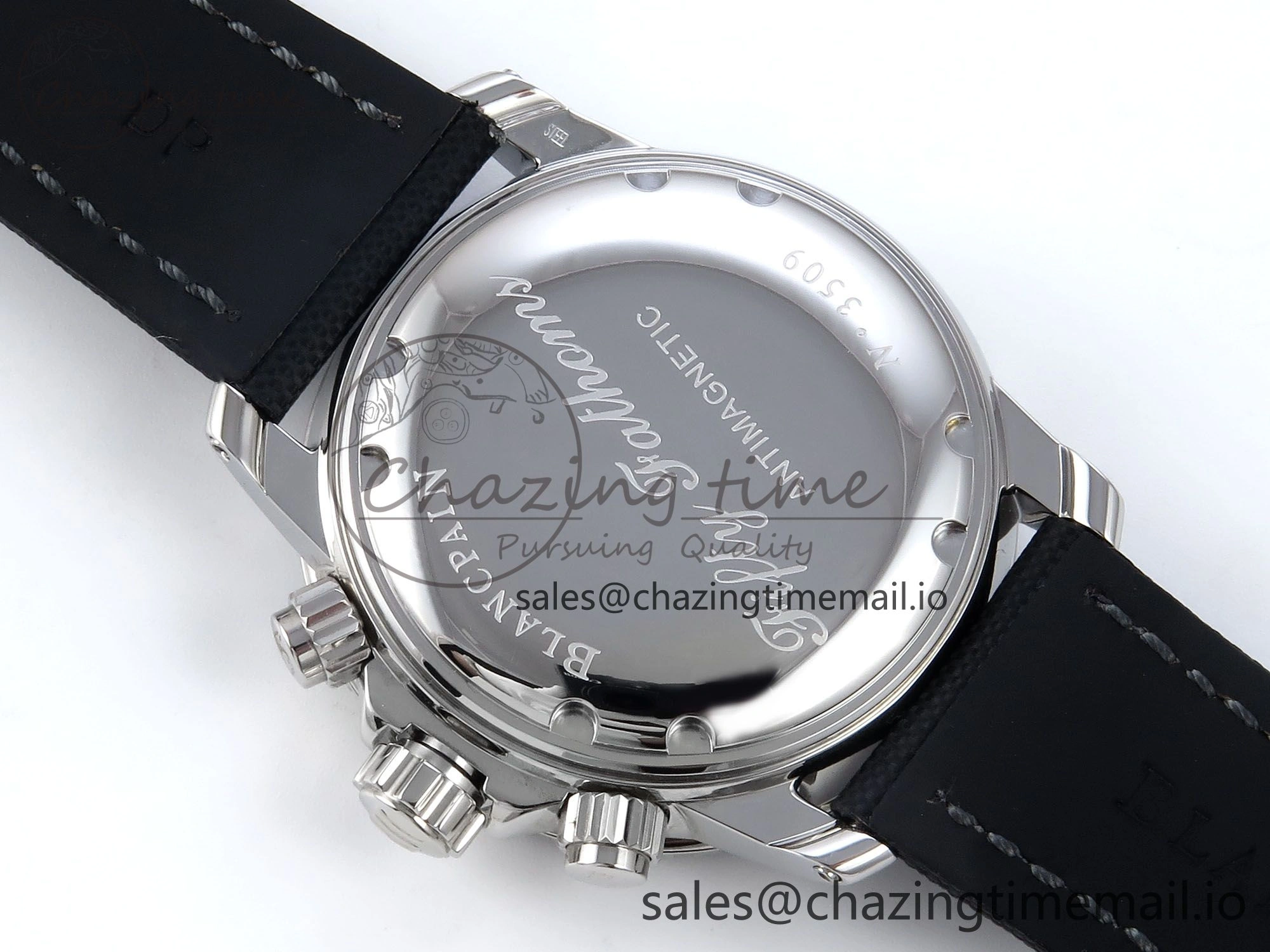 Fifty Fathoms Chrono SS OMF 1:1 Best Edition Black Dial on Black Sail-canvas Strap A Sustainable 5259