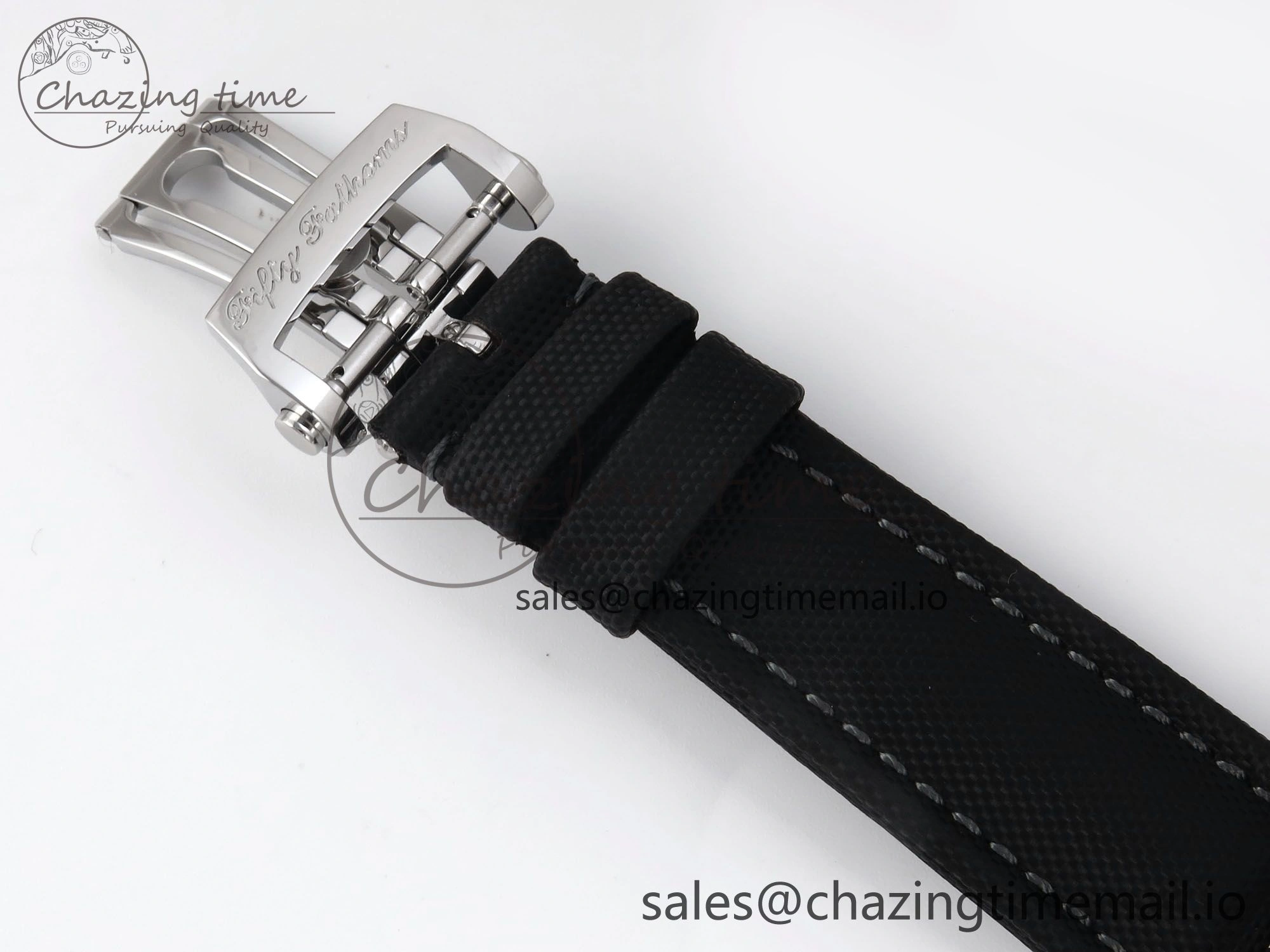 Fifty Fathoms Chrono SS OMF 1:1 Best Edition Black Dial on Black Sail-canvas Strap A Sustainable 5259