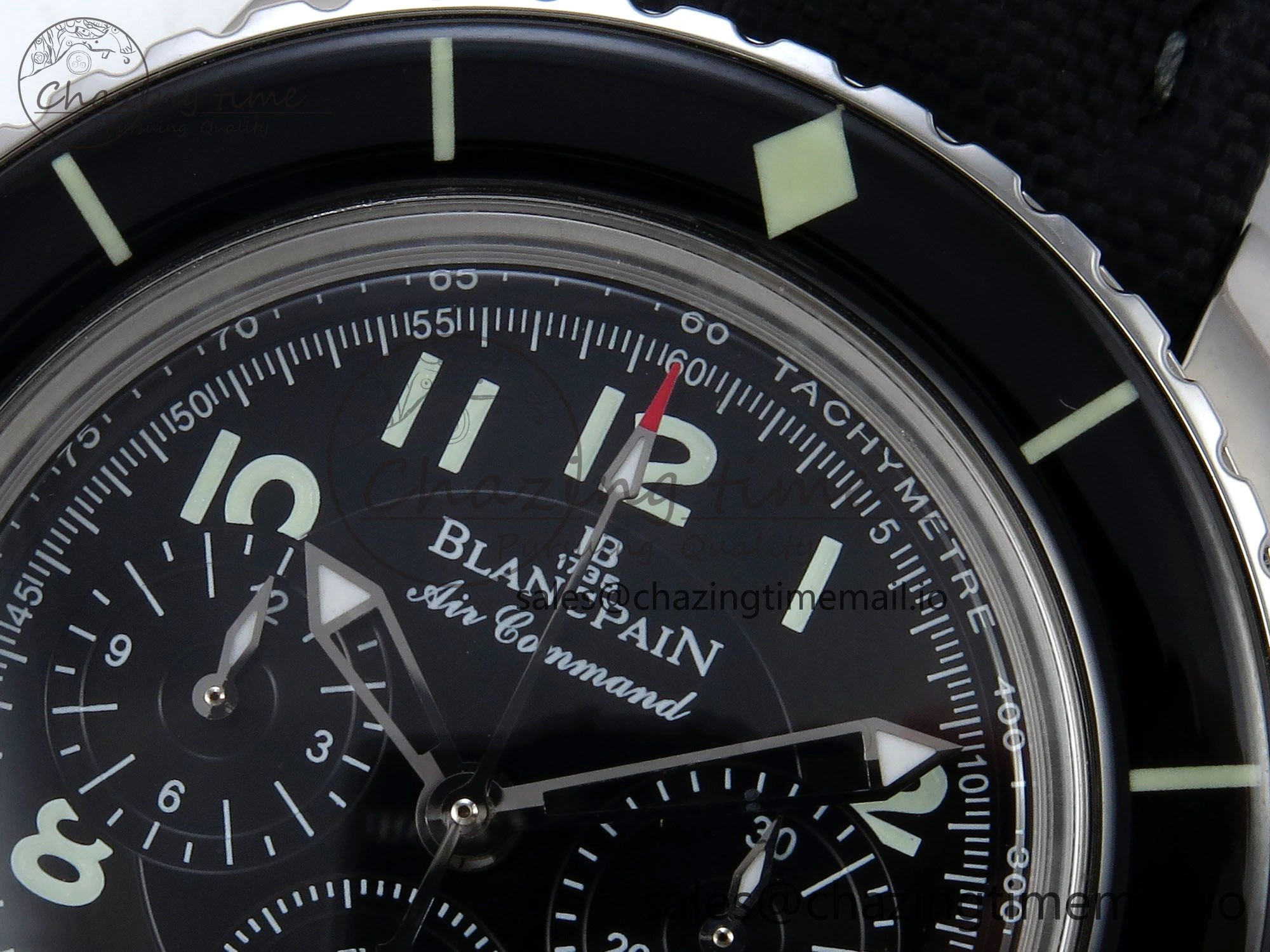 Fifty Fathoms Chrono SS OMF 1:1 Best Edition Black Numeral Dial on Black Sail-canvas Strap A Breathable 5260