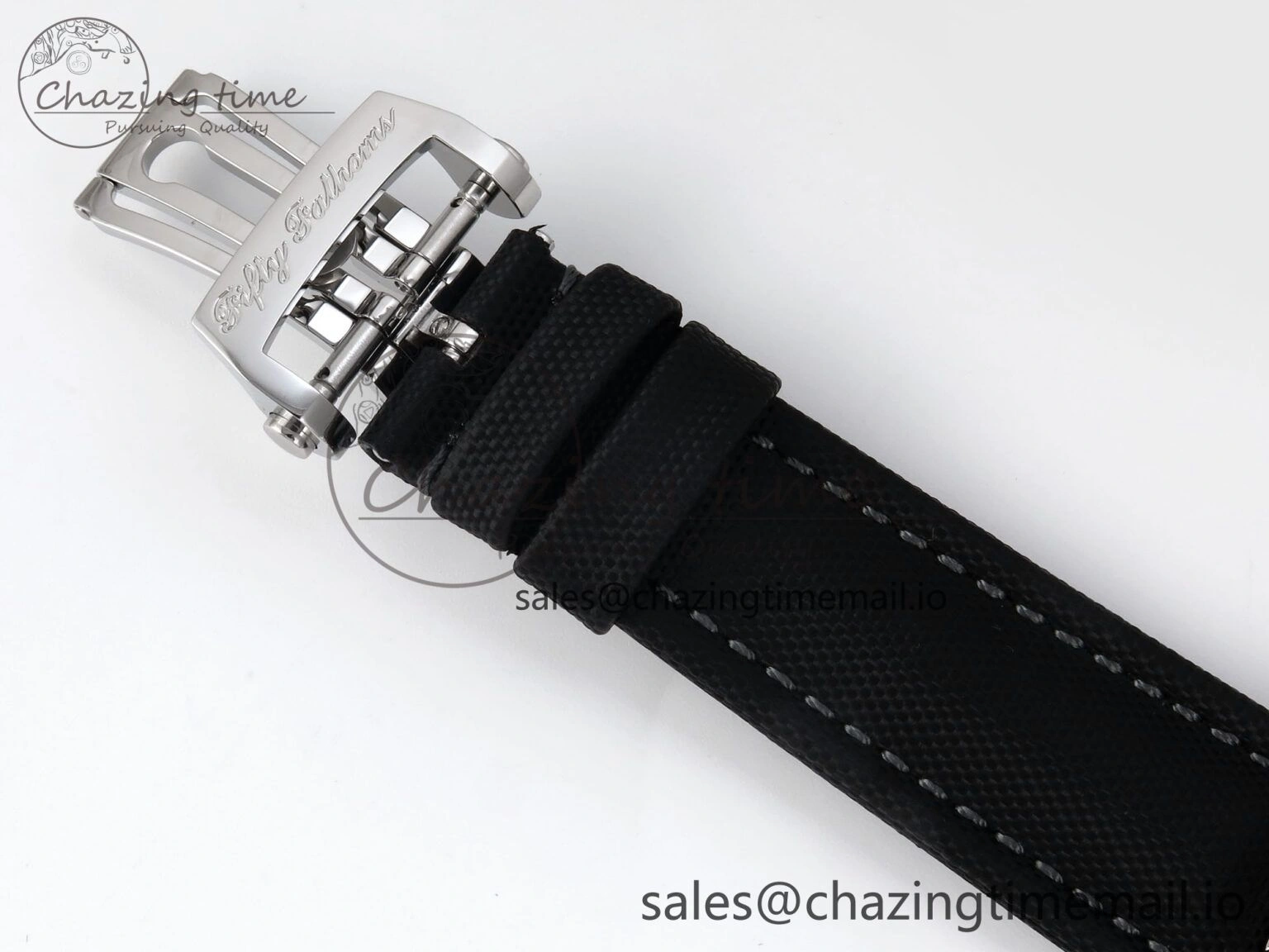 Fifty Fathoms Chrono SS OMF 1:1 Best Edition Black Numeral Dial on Black Sail-canvas Strap A Breathable 5260