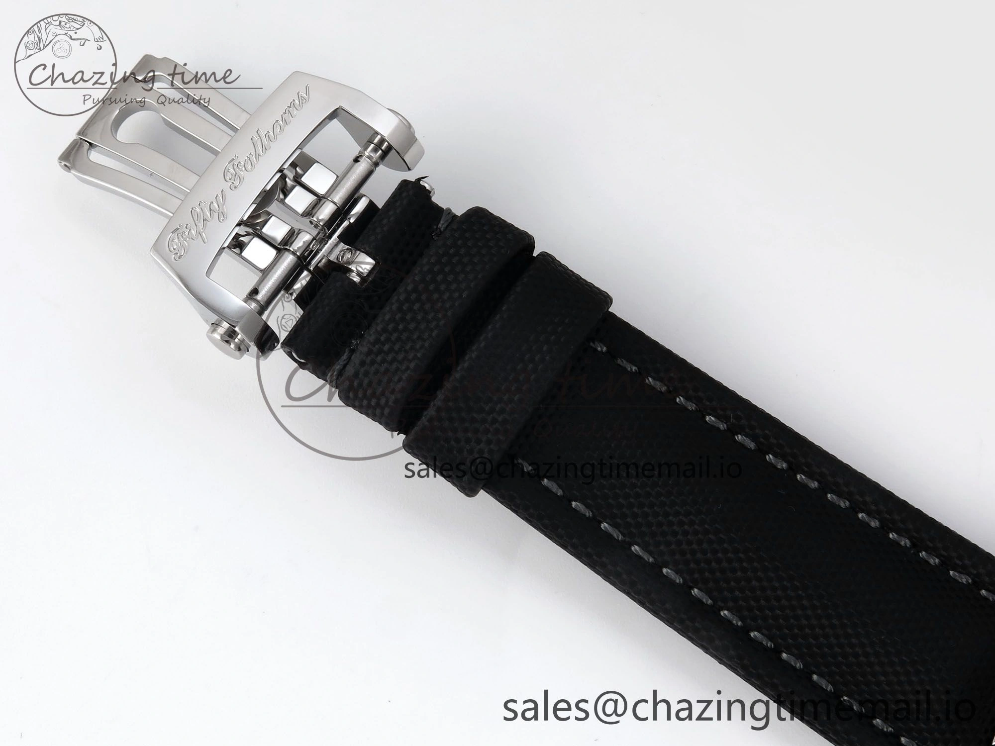 Fifty Fathoms Chrono SS OMF 1:1 Best Edition Black Numeral Dial on Black Sail-canvas Strap A Breathable 5260