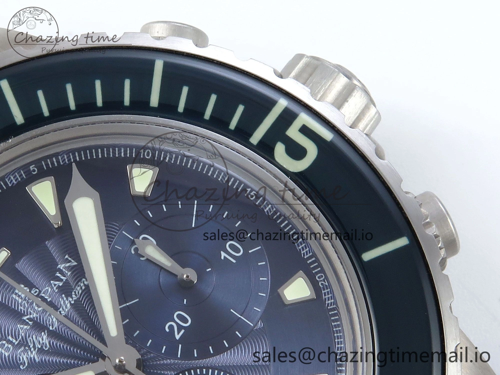 Fifty Fathoms Chrono SS OMF 1:1 Best Edition Blue Dial on Blue Sail-canvas Strap A Affordable 5261