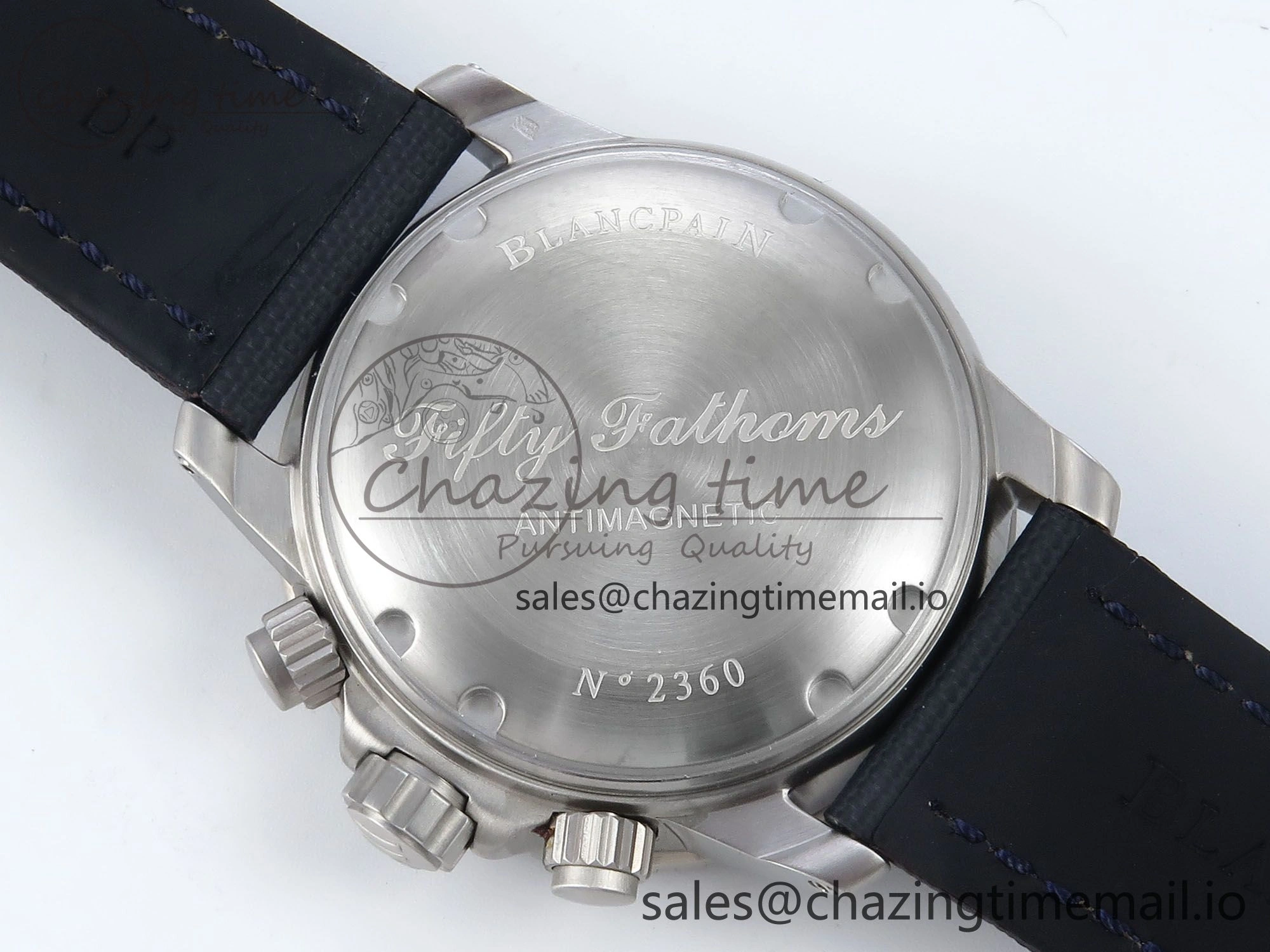 Fifty Fathoms Chrono SS OMF 1:1 Best Edition Blue Dial on Blue Sail-canvas Strap A Affordable 5261