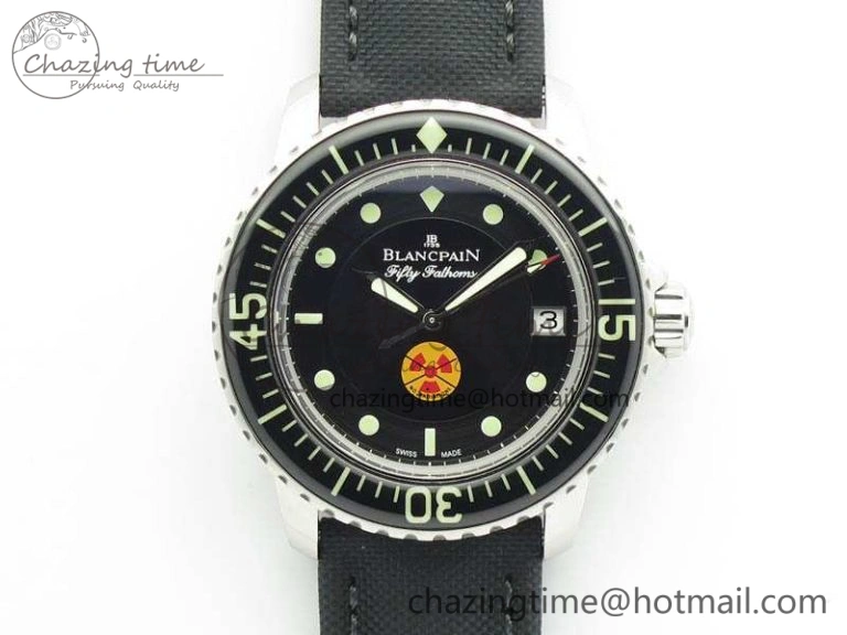 UrbanChic Fifty Fathoms Chronograph Monaco RG Black Dial On Black Leather Strap A 5317