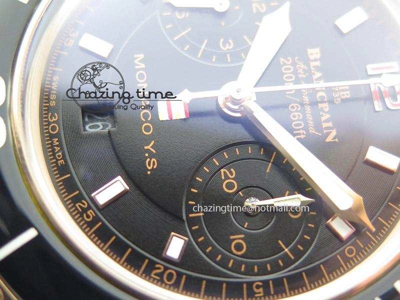 UrbanChic Fifty Fathoms Chronograph Monaco RG Black Dial On Black Leather Strap A 5317