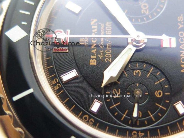 UrbanChic Fifty Fathoms Chronograph Monaco RG Black Dial On Black Leather Strap A 5317