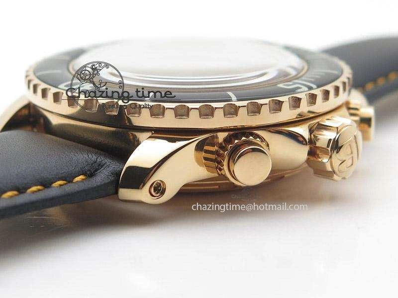 UrbanChic Fifty Fathoms Chronograph Monaco RG Black Dial On Black Leather Strap A 5317