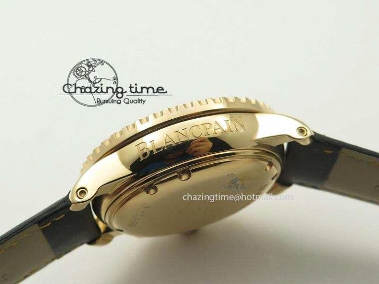 UrbanChic Fifty Fathoms Chronograph Monaco RG Black Dial On Black Leather Strap A 5317