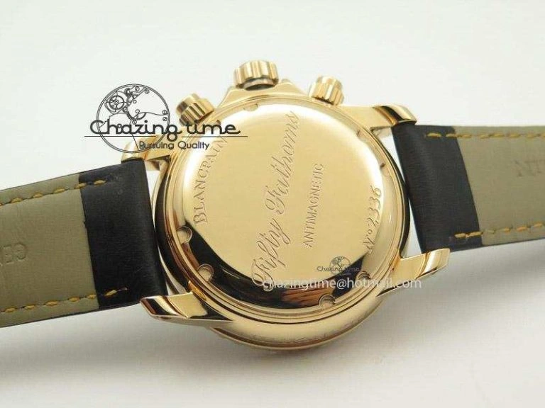 UrbanChic Fifty Fathoms Chronograph Monaco RG Black Dial On Black Leather Strap A 5317