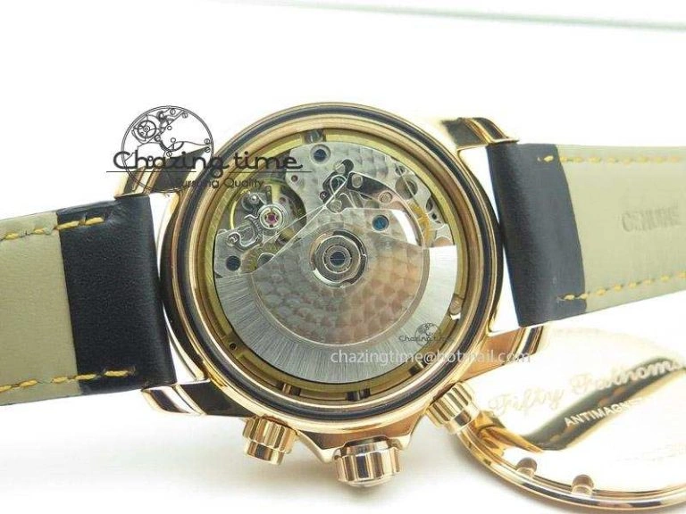 UrbanChic Fifty Fathoms Chronograph Monaco RG Black Dial On Black Leather Strap A 5317