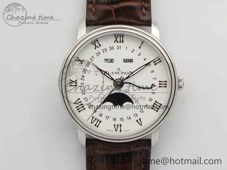BestValue Fifty Fathoms Chronograph Monaco SS Black Dial On Black Leather Strap A 5315