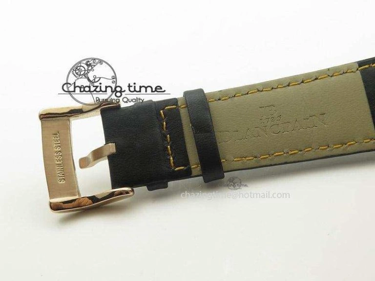 DailyWear Fifty Fathoms Chronograph RG Black Dial On Black Leather Strap A 5316