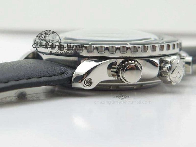 Affordable Fifty Fathoms Chronograph SS Black Number Markers Dial On Black Leather Strap A 5318