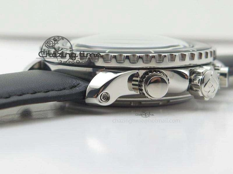 Affordable Fifty Fathoms Chronograph SS Black Number Markers Dial On Black Leather Strap A 5318