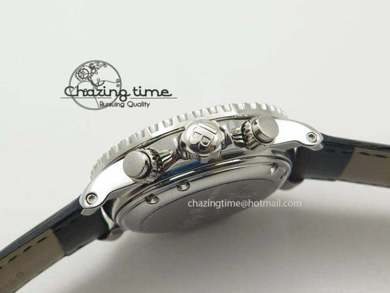 Affordable Fifty Fathoms Chronograph SS Black Number Markers Dial On Black Leather Strap A 5318