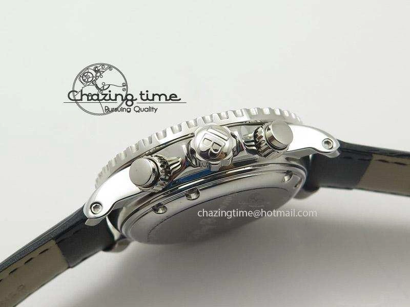 Affordable Fifty Fathoms Chronograph SS Black Number Markers Dial On Black Leather Strap A 5318